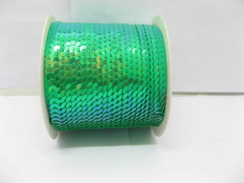 1Rolls x 10Yard Green 6mm Strung Sequin Trim - Click Image to Close