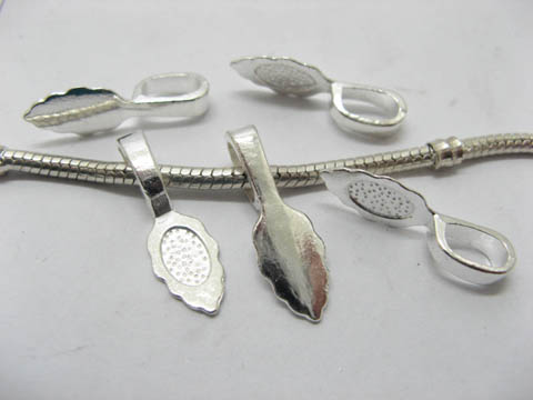 100 New Silver Color Snap Bail Pendant Leaf Bail 26x8mm - Click Image to Close