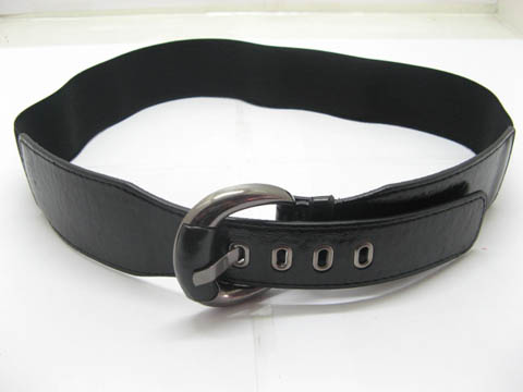 10 Black Leatherette & Elastic Belt wb-ch2 - Click Image to Close