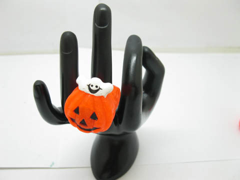 100 Fancy Dress Rubber Pumpkin Rings - Chrysoidine - Click Image to Close