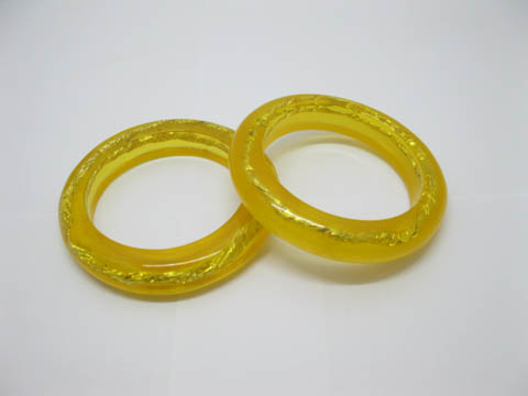 12 New Yellow Plastic Bangles Bracelets 9.2cm - Click Image to Close