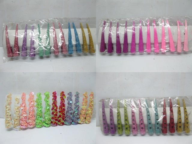 60 Oxhorn Hairclips Hair Clips Mixed Color 7.8cm - Click Image to Close