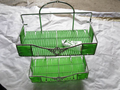 1Pc New Green Weave 2-Layer Bath Bathroom Rack Display - Click Image to Close