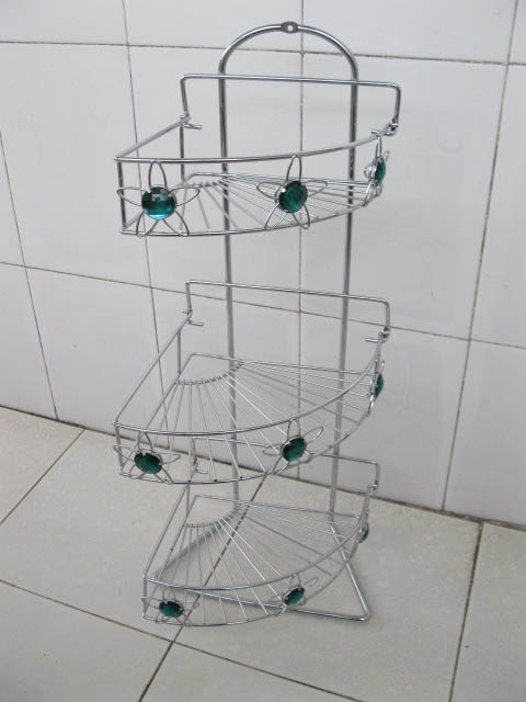 1Pc New 3-Layer Corner Bath Bathroom Rack Display w/Rhinestone - Click Image to Close