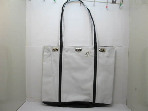 10Pcs White Canvas Shoulder Bags w/Inside Zip Lock - Click Image to Close