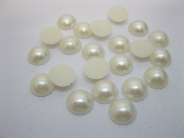 750Pcs 12mm Ivory Semi-Circle Simulated Pearl Bead - Click Image to Close