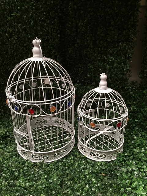 1Set 2in1 Luxury Hanging Bird Cage W/Rhinestone - Click Image to Close