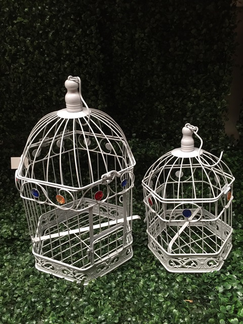 1Set 2in1 Luxury Hexagon Hanging Bird Cage W/Rhinestone - Click Image to Close