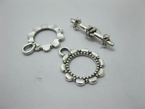 100 Sets Flower Shape Bali Toggle Clasps Jewelry finding - Click Image to Close