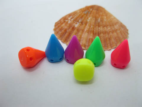 710 Single Row Rock Punk Spike Conical Stud Beads Mixed 10mm - Click Image to Close