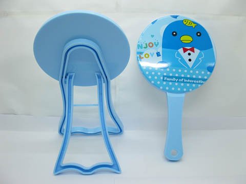 1Set X 2Pcs Blue Handheld & Stand Single Side Makeup Mirror - Click Image to Close