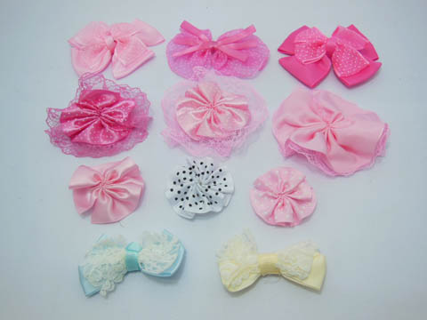 100 Hand Craft Flower & Bowknot Embellishments Assorted - Click Image to Close