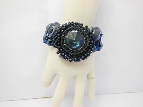 4Pcs Ornate Faceted Glass Beads Bracelet - Dark Blue - Click Image to Close