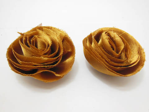 50Pcs Hand Craft Rose Flowers Embellishments - Dark Gold - Click Image to Close