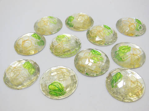 100 Round Flatback Resin Beads Rhinestone Craft Embellishment - Click Image to Close