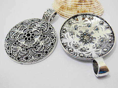 20 Alloy Metal Tibetan Style Round Pendants ac-mp168 - Click Image to Close