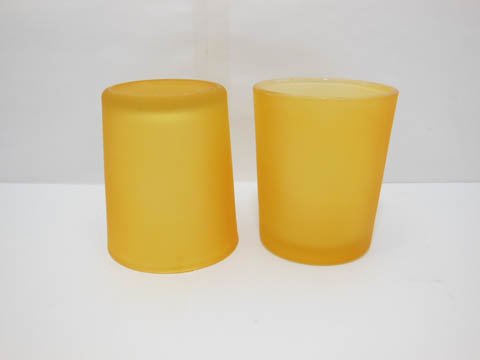 40 Frosted Glass Tea Light Holder Wedding Favor 6.5cm Orange - Click Image to Close