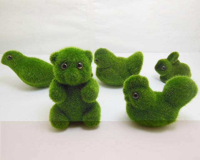 10 Green Artificial Foam Moss Animal Shape 5 Designs - Click Image to Close