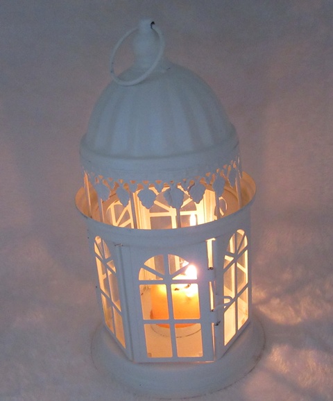 1X White Hanging Candle Lantern Wedding Decoration 27cm - Click Image to Close