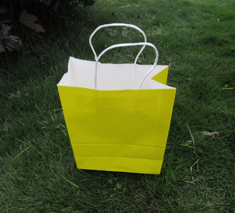 48 Bulk Kraft Paper Gift Carry Shopping Bag 21x15x8cm Yellow - Click Image to Close