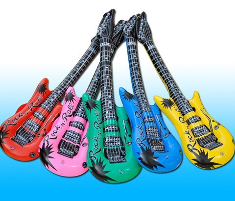 12 Huge Jumbo Inflatable Guitar Inflate Blow-up Toys - Click Image to Close