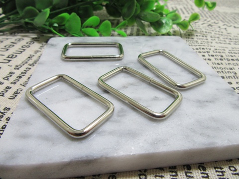 100 Metal Rectangle Square Key Ring Keychains 38x22mm - Click Image to Close