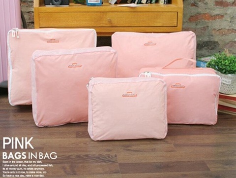 1Set 5in1 Pink Zipper Waterproof Luggage Travel Bags Packing - Click Image to Close