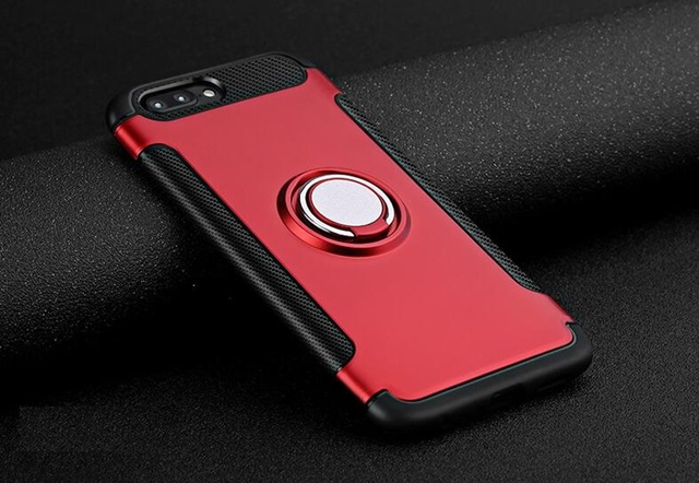 1X iPhone8 Red Magnetic Shockproof Case Cover with Ring Car Hold - Click Image to Close