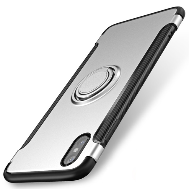 1X iPhoneX Silver Magnetic Shockproof Case Cover with Ring Car H - Click Image to Close