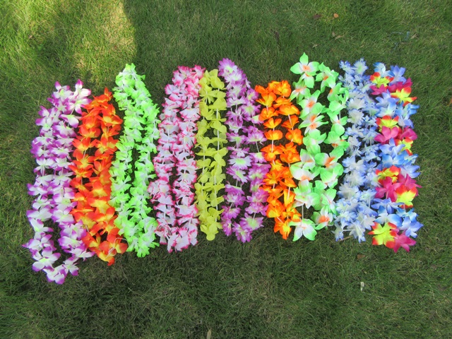 12Pcs Hawaiian Dress Party Flower Leis/Lei 50-60cm long Mixed - Click Image to Close