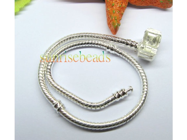 5Pcs Silver Plated Bracelet Fit European Beads 14.5cm - Click Image to Close