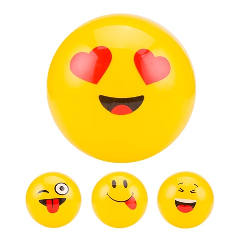 10 Inflatable Funny Smile Face Emoticon Bouncing Balls 22cm Dia. - Click Image to Close