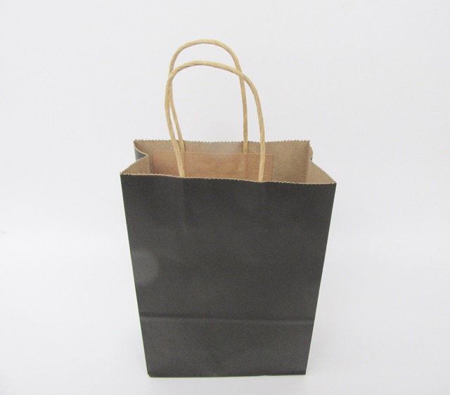 48 Bulk Kraft Paper Gift Carry Shopping Bag 21x15x8cm Black - Click Image to Close