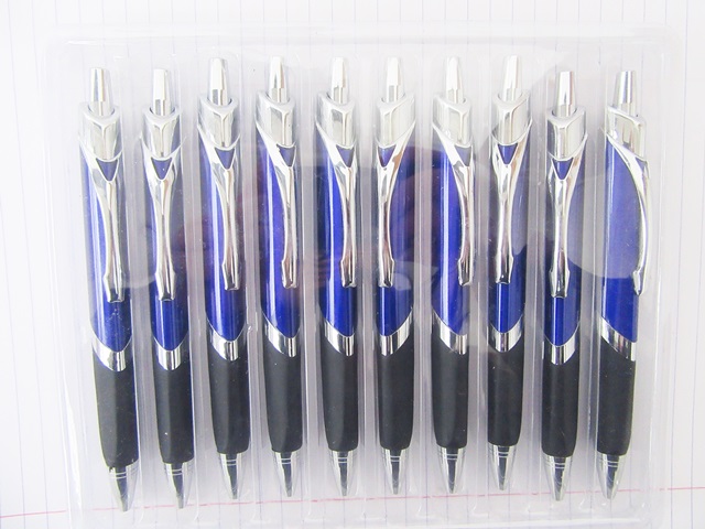 10Pcs Blue Plastic Ballpoint Pen Ball Pens - Click Image to Close