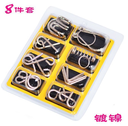 5Sheets X 8Sets Funny Metal Chinese Magic Puzzle toy-m39 - Click Image to Close