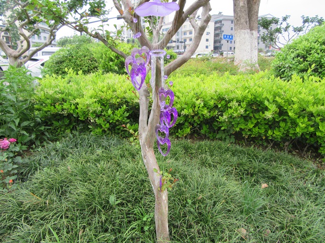 4Pcs Purple Heart Wind Chime with 4 Aluminum Pipes - Click Image to Close