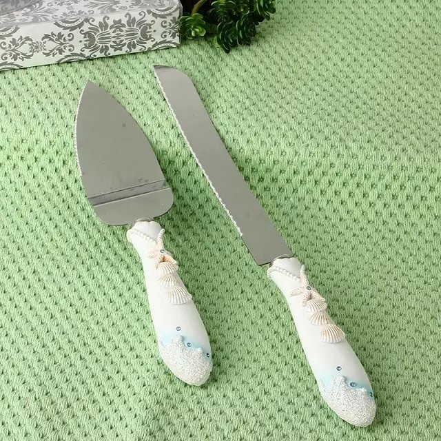 1X Wedding Cake Knife & Serving Set - Beach Theme Love Gift Boxe - Click Image to Close