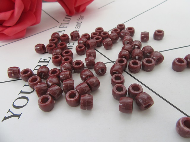 1100 New Plastic Coffee Barrel Pony Beads 6x8mm - Click Image to Close