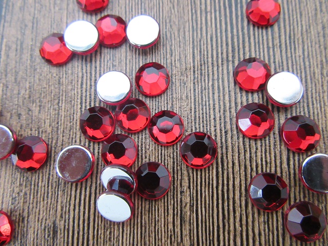 12Sheet x 120Pcs Red Flatback Rhinestones 8mm - Click Image to Close