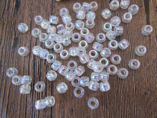 1200Pcs White AB Color Barrel Beads Pony Beads 8x6mm - Click Image to Close