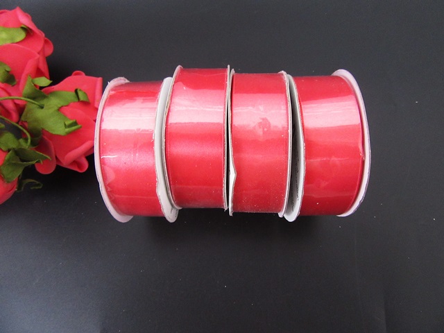 12Rolls X 15M Rose Satin Ribbon 25mm Wide - Click Image to Close