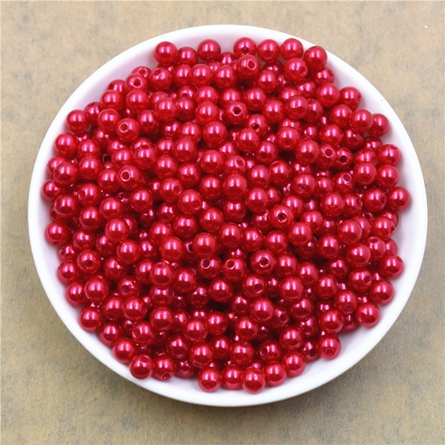 500 Red Round Simulate Pearl Loose Beads 10mm - Click Image to Close