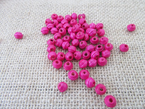 1000Pcs New Fuschia Wooden Beads 6x7mm - Click Image to Close