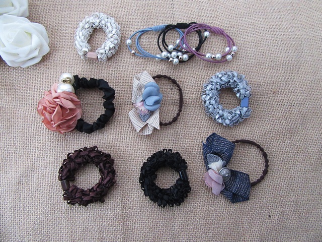 12Pcs Elastic Hair Ties Hair Bands Scrunchies 6-7cm Dia. - Click Image to Close