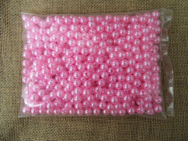 500 Pink 10mm Round Simulate Pearl Beads - Click Image to Close