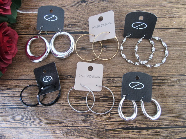 12Pairs Fashion Simple Metal Hoop Earrings Assorted - Click Image to Close