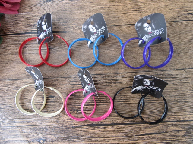 12Pairs Plain Colorful Metal Hoop Earring Hoop Mixed - Click Image to Close