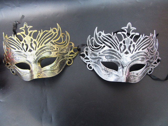 12Pcs Dress-up Masks Fancy Dress Up Cosplay Mask Golden&Silver - Click Image to Close