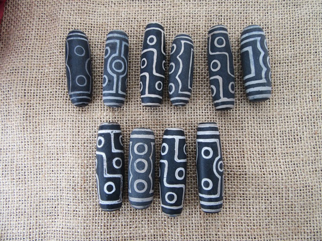 10Pcs Gaint Tribal Black Stone Beads Gemstone Beads 60x19mm - Click Image to Close