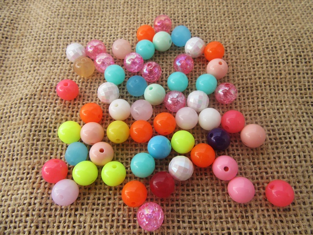 470Grams (840Pcs) Round Plastic Beads Assorted 10mm Dia. - Click Image to Close